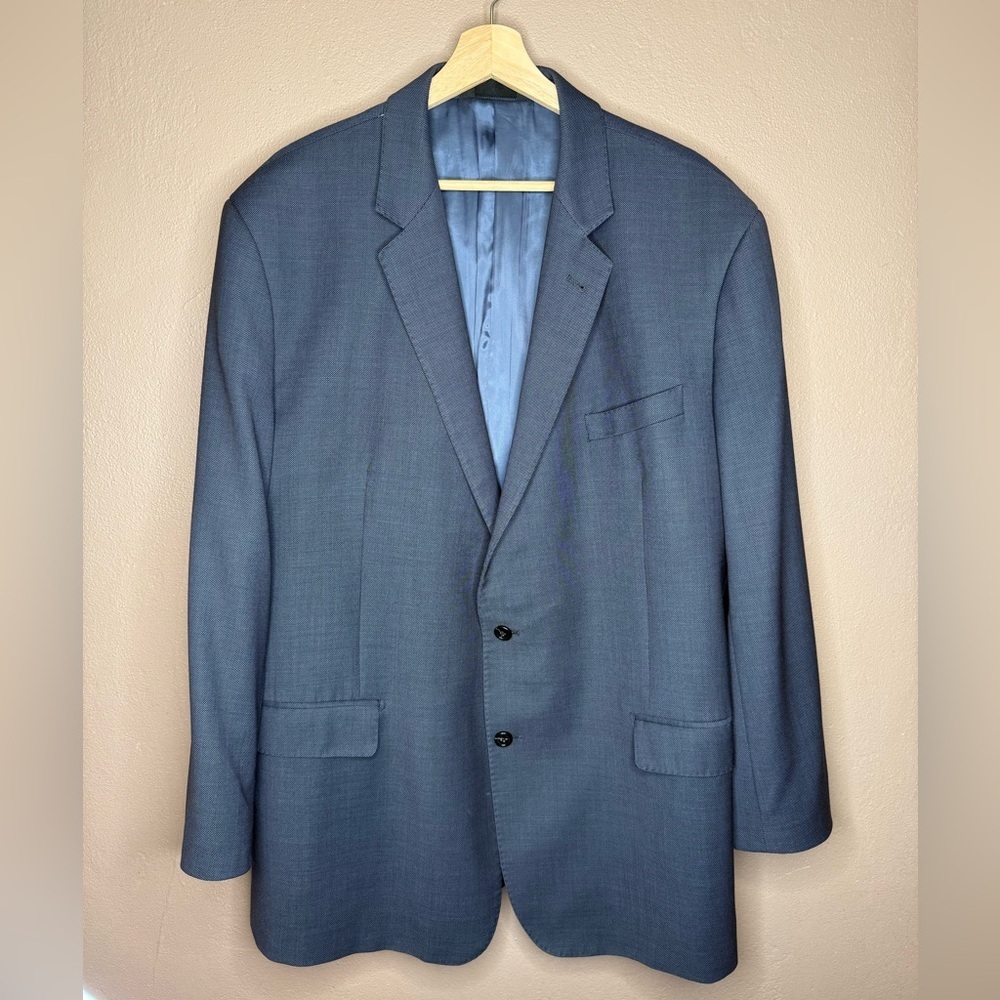Baroni Men's Classic Navy 100% Wool Suit Coat Blazer Mens Size 50L Preppy Office